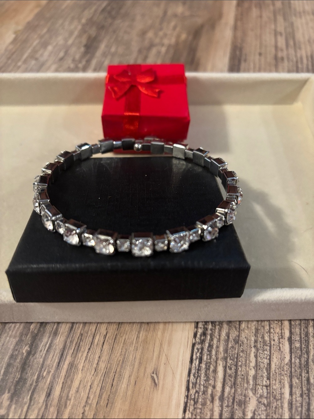 Silver Rhinestone Stretchy Bracelet